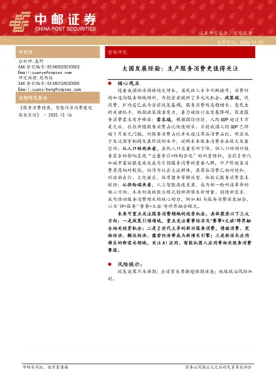 大国发展经验：生产服务消费更值得关注封面