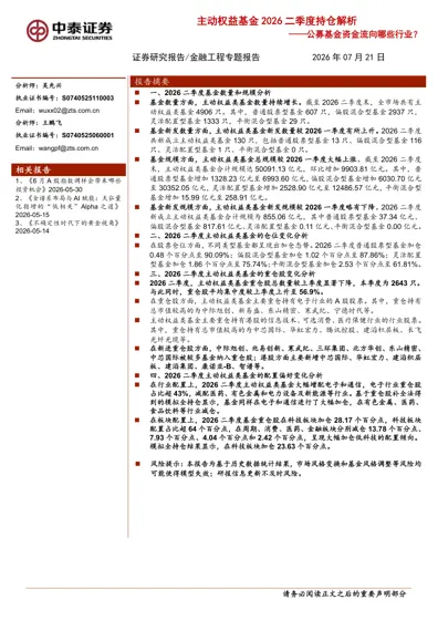 主动权益基金2026二季度持仓解析封面