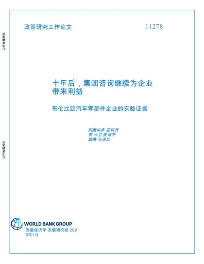 十年后,集团咨询继续为企业带来利益:哥伦比亚汽车零部件企业的实验证据封面