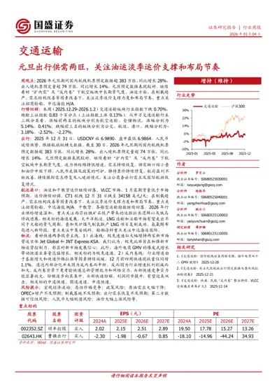 交通运输：元旦出行供需两旺，关注油运淡季运价支撑和布局节奏封面