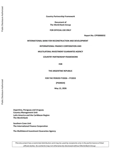 Country Partnership Framework for the Argentine Republic for the Period FY2026 – FY2033封面