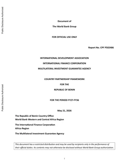 COUNTRY PARTNERSHIP FRAMEWORK FOR THE REPUBLIC OF BENIN FOR THE PERIOD FY27-FY36封面