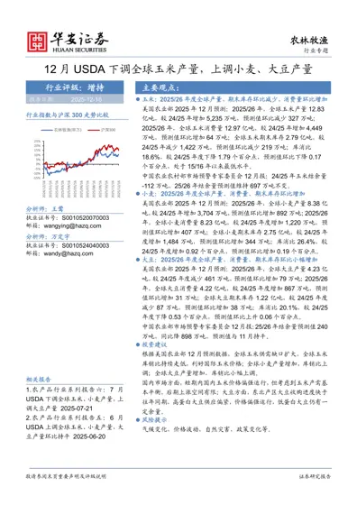 12月USDA下调全球玉米产量，上调小麦、大豆产量封面