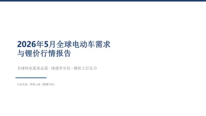 2026年5月全球电动车需求与锂价行情报告封面