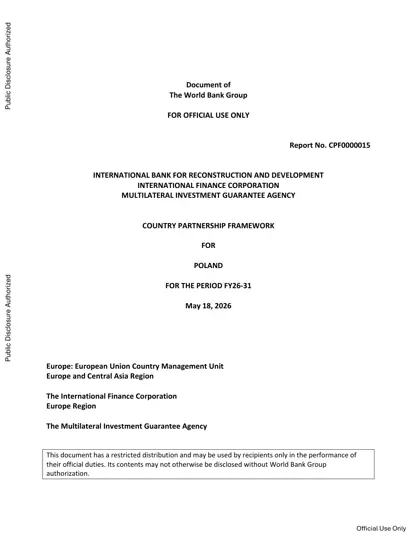 FY26-31 World Bank Group Country Partnership Framework for Poland封面
