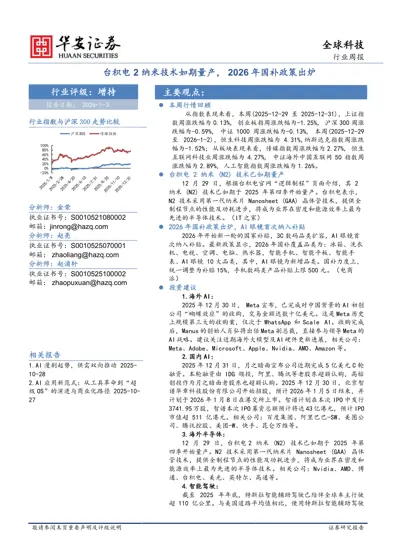 台积电 2 纳米技术如期量产, 2026 年国补政策出炉封面