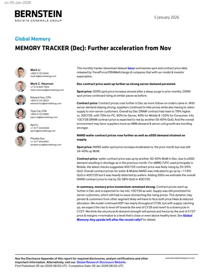 Global Memory MEMORY TRACKER (Dec): Further acceleration from Nov封面