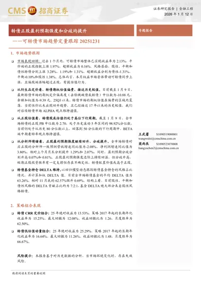 可转债市场趋势定量跟踪20251231封面