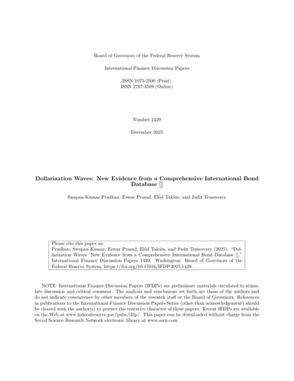 Dollarization Waves: New Evidence from a Comprehensive International Bond Database封面