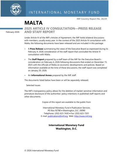 Malta: 2025 Article IV Consultation-Press Release and Staff Report封面