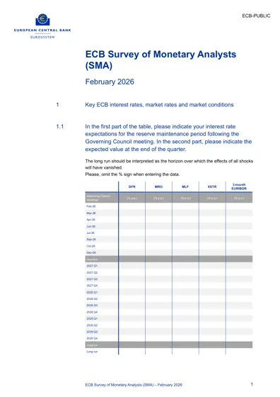 ECB Survey of Monetary Analysts (SMA) – February 2026封面