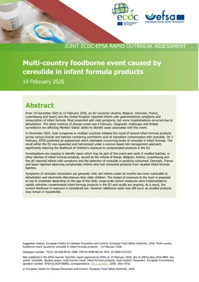Multi-country foodborne event caused by cereulide in infant formula products – 19 February 2026封面
