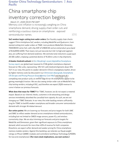 China smartphone chip inventory correction begins封面