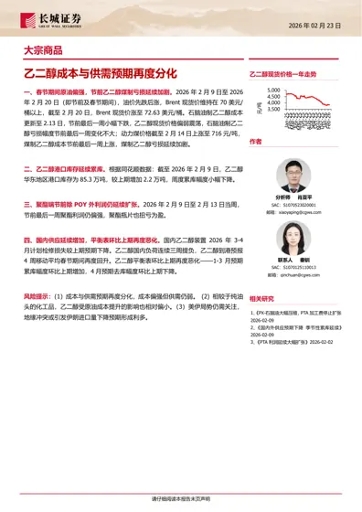 乙二醇成本与供需预期再度分化封面