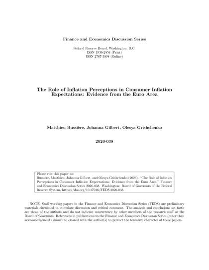 The Role of Inflation Perceptions in Consumer Inflation Expectations: Evidence from the Euro Area封面