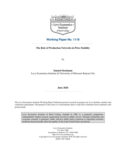 The Role of Production Networks in Price Stability封面
