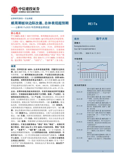 公募REITs2025年四季报业绩综述封面