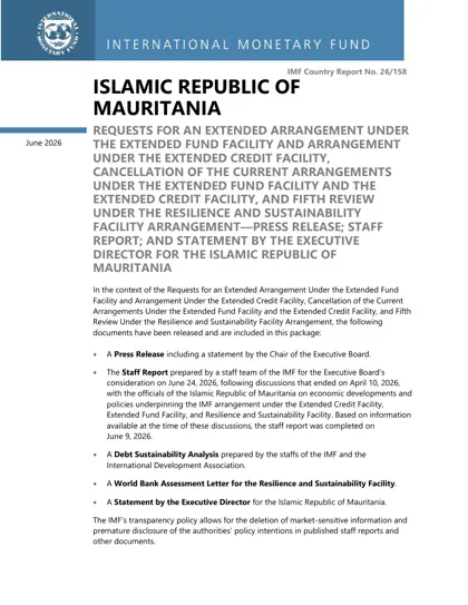 Islamic Republic of Mauritania: Requests for an Extended Arrangement under the Extended Fund Facility and Arrangement under the Extended Credit Facility, Cancellation of the Current Arrangements under the Extended Fund Facility and the Extended Credit Facility, and Fifth Review under the Resilience and Sustainability Facility Arrangement封面