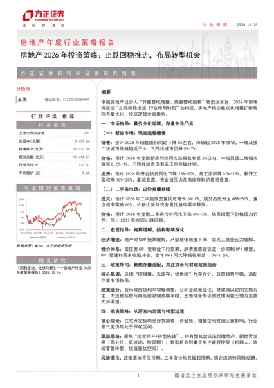 房地产2026年投资策略:止跌回稳推进,布局转型机会封面