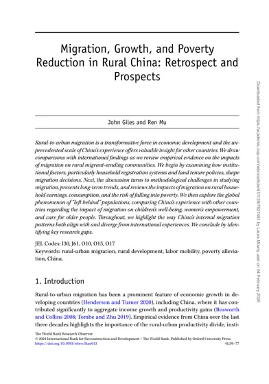 Migration, Growth, and Poverty Reduction in Rural China: Retrospect and Prospects封面
