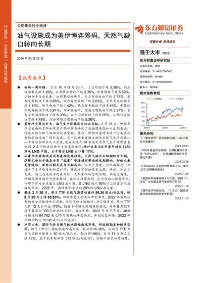 公用事业行业周报：油气设施成为美伊博弈筹码，天然气缺口转向长期封面