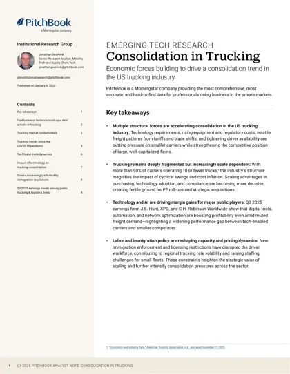 Q1 2026 PITCHBOOK ANALYST NOTE: CONSOLIDATION IN TRUCKING封面