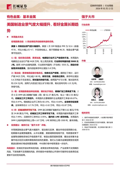 有色金属行业周报：美国制造业景气度大幅提升，看好金属长期趋势封面