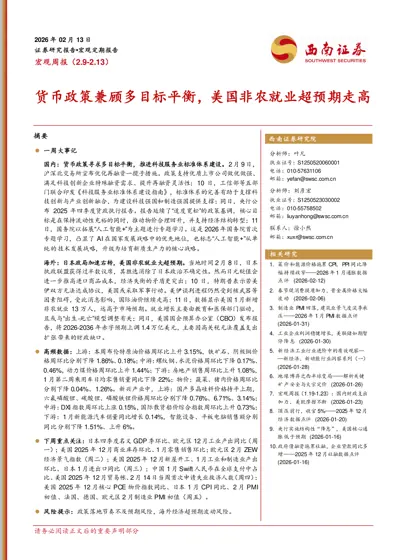 宏观周报（2.9-2.13）货币政策兼顾多目标平衡，美国非农就业超预期走高封面