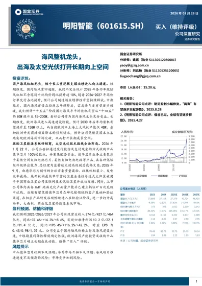 明阳智能:国产海风整机龙头 卫星能源系统研制商封面