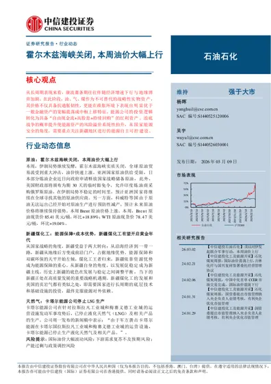 石油石化行业动态报告封面