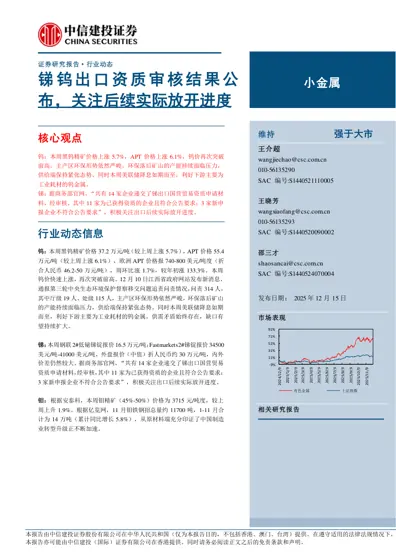 锑钨出口资质审核结果公布，关注后续实际放开进度封面