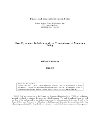 Firm Dynamics, Inflation, and the Transmission of Monetary Policy封面