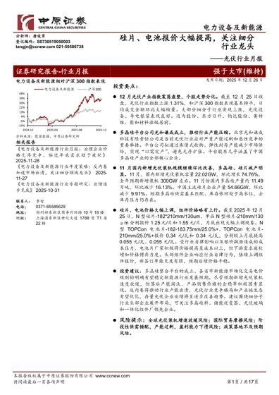 光伏行业月报：硅片、电池报价大幅提高，关注细分行业龙头封面
