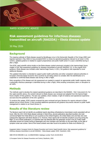 Risk assessment guidelines for infectious diseases transmitted on aircraft (RAGIDA) – Ebola disease update封面