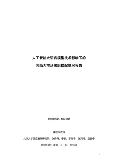 人工智能大语言模型技术影响下的劳动力市场求职错配情况报告封面