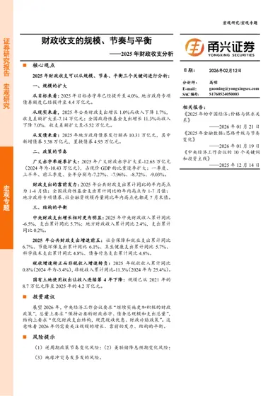 财政收支的规模、节奏与平衡——2025 年财政收支分析封面