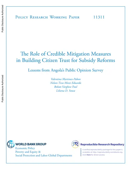 The Role of Credible Mitigation Measures in Building Citizen Trust for Subsidy Reforms: Lessons from Angola's Public Opinion Survey封面
