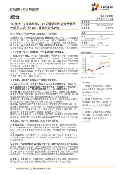 12月REITs市场跟踪：OCI记账规则引发指数震荡；全国第二单供热REIT披露反馈答复稿封面
