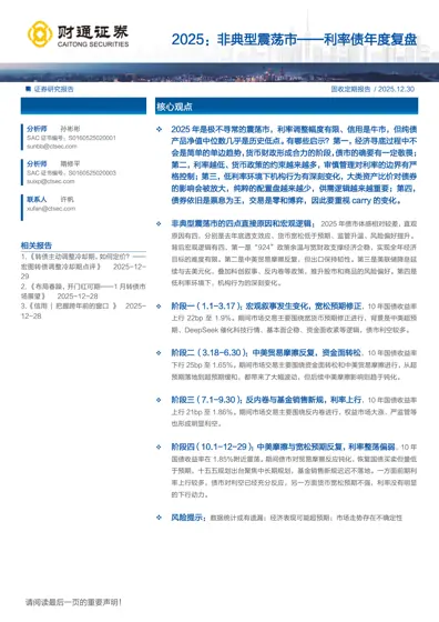 2025：非典型震荡市——利率债年度复盘封面