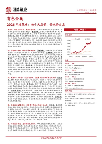 有色金属：2026年度策略：物少天成贵，势来价自高封面