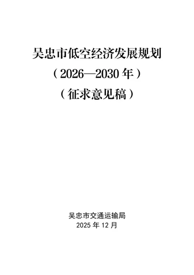 吴忠市低空经济发展规划（2026—2030年）封面