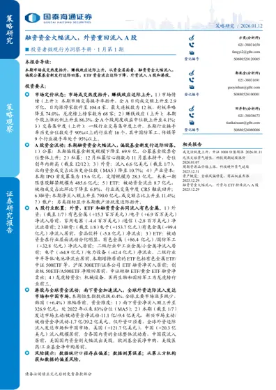 投资者微观行为洞察手册·1月第1期：融资资金大幅流入，外资重回流入A股封面