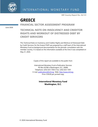 GREECE FINANCIAL SECTOR ASSESSMENT PROGRAM TECHNICAL NOTE ON INSOLVENCY AND CREDITOR RIGHTS AND WORKOUT OF DISTRESSED DEBT BY CREDIT SERVICERS封面