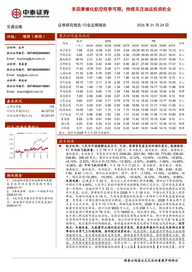 多因素催化航空旺季可期，持续关注油运投资机会封面