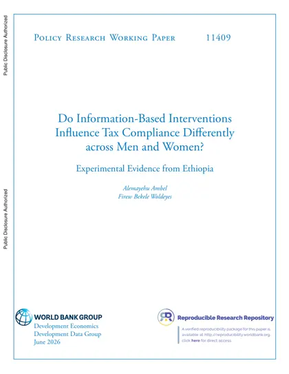 Do Information-Based Interventions Influence Tax Compliance Differently across Men and Women? Experimental Evidence from Ethiopia封面