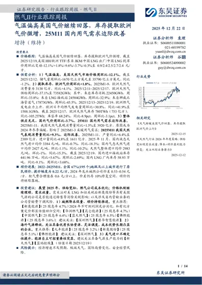 燃气Ⅱ行业跟踪周报封面