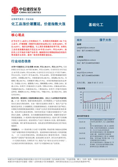化工品涨价潮蔓延,价差指数大涨封面