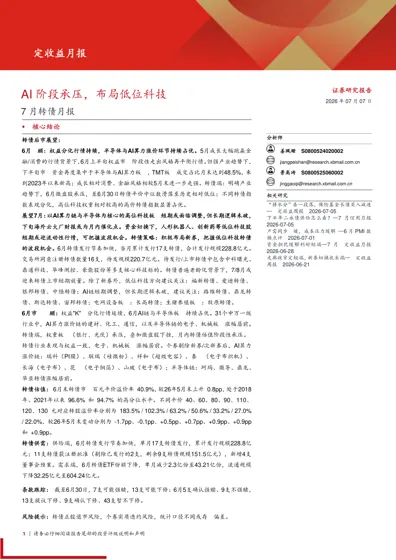 AI 阶段承压,布局低位科技——7 月转债月报封面