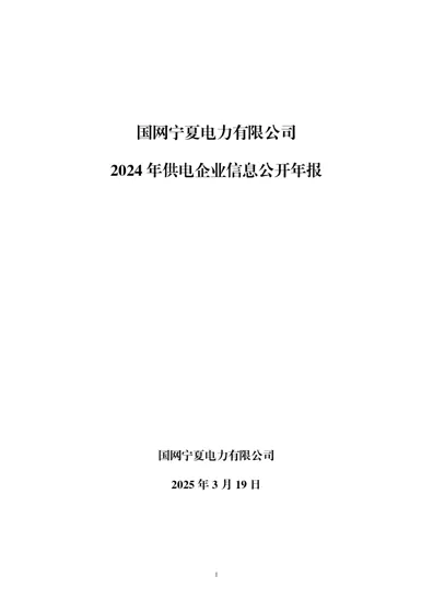 国网宁夏电力有限公司2024年供电企业信息公开年报封面