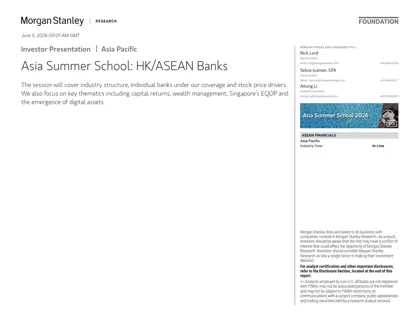 Asia Summer School: HK/ASEAN Banks封面